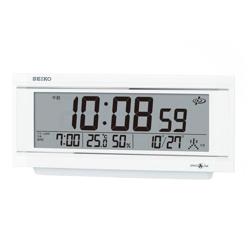 セイコー SEIKO GP501W 置き時計 スペースリンク GPS 衛星 電波時計 デジタル カレンダー 温度計 湿度計 スヌーズ｜ippin-seiko-clock