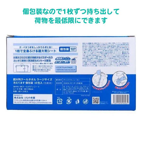 冷感タオル 業務用 使い捨て まとめ買い「超大判クールタオル冷えてます ラージサイズ 個包装 10包入×16箱セット」大量_2