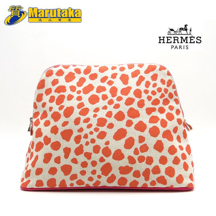HERMES 【エルメス】ボリードポーチ コスメポーチ キャンバス 白