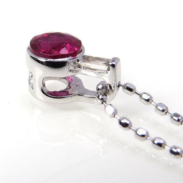 送料無料 K18WG ネックレス 0.19ct 一粒 ルビー ダイヤモンド 