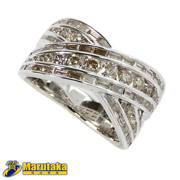 K18WG 1.43ctブラウンダイヤ リング】11号 約7.9g 18金ホワイト