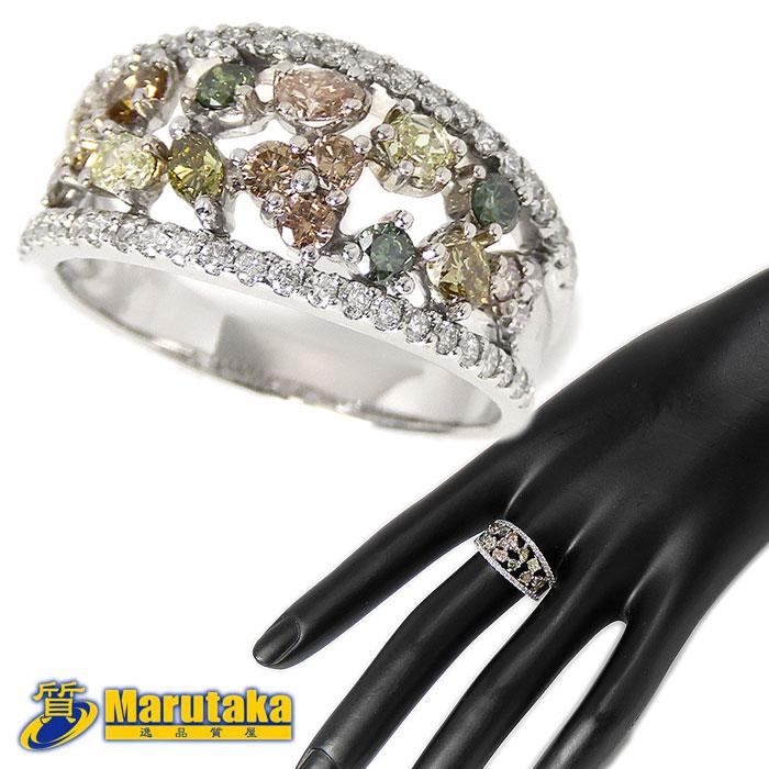 送料無料 750WG ダイヤモンド リング 16号 鑑別書付 指輪 K18 ホワイト  