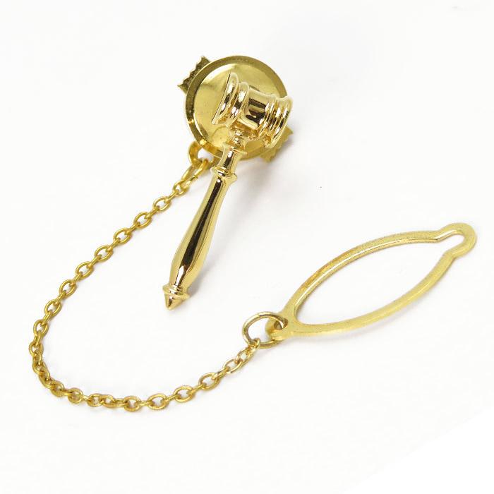 送料無料 K18 タイタック タイピン ハンマー ガベル 木槌