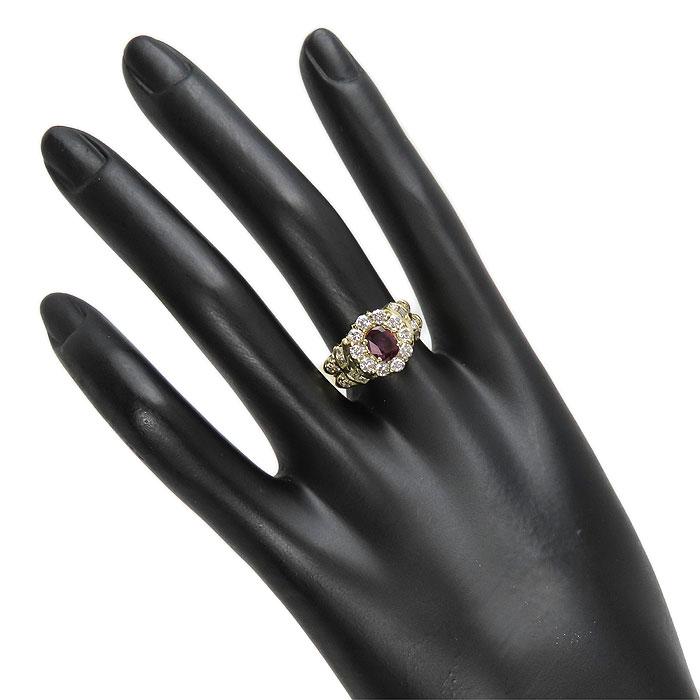 送料無料 K18 1.12ct ルビー ダイヤモンド リング 14.5号 鑑別書付 