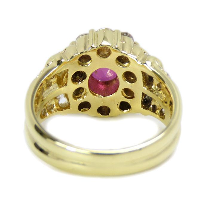送料無料 K18 1.12ct ルビー ダイヤモンド リング 14.5号 鑑別書付 