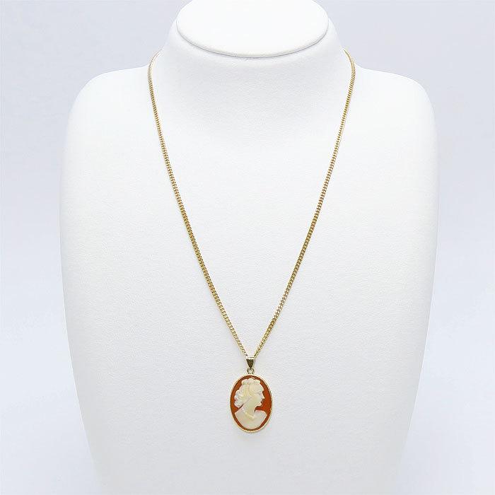 送料無料 K18 カメオ ペンダントトップ 約42cm LASOMA チェーン 