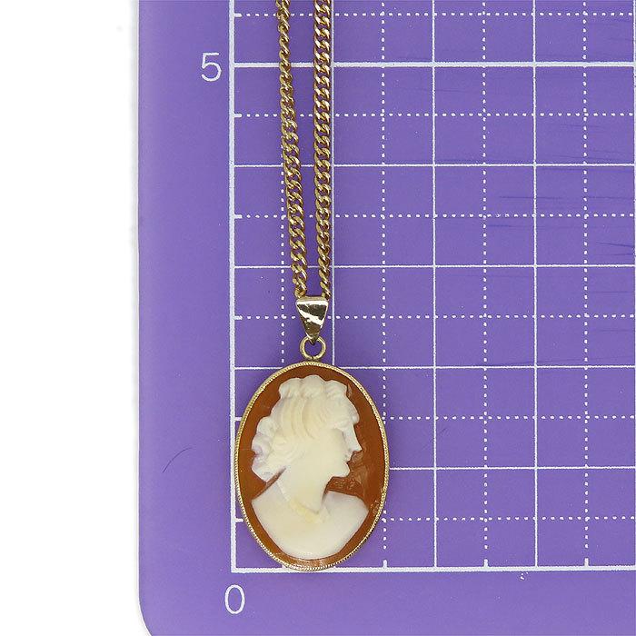 送料無料 K18 カメオ ペンダントトップ 約42cm LASOMA チェーン 