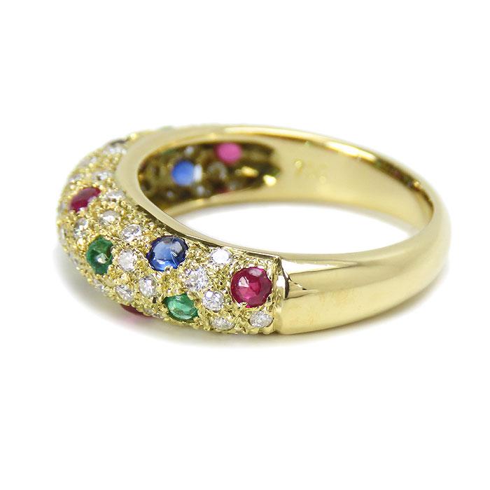 送料無料 K18 ダイヤモンド ルビー サファイア エメラルド