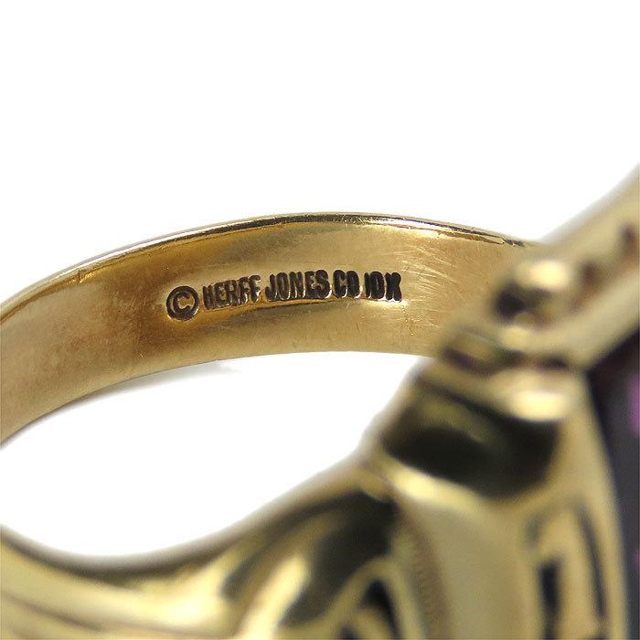 送料無料 HERFF JONES ハーフジョーンズ社製 カレッジリング 20号 10K 1962's College Ring ビンテージ スクエア型  紫石 21k314-6