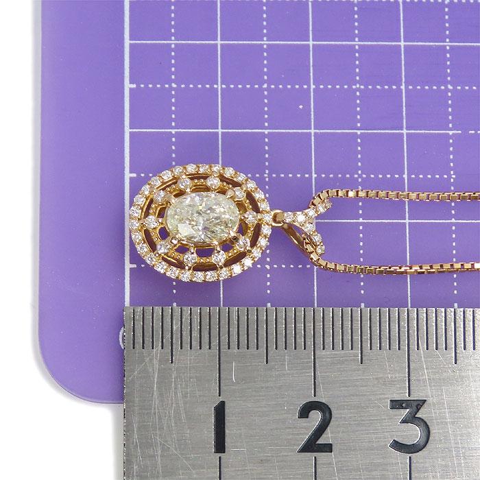 K18PG 1.007ct ダイヤモンド ネックレス】鑑定書付 L/SI2/オーバル 