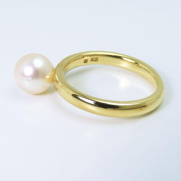 送料無料 K18 約7.4mmパールリング 12.5号 指輪 K18イエロー