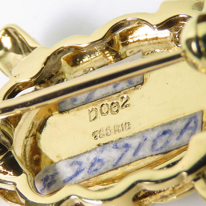 送料無料 K18 亀 タートル ペンダントトップ ブローチ 18金イエロー