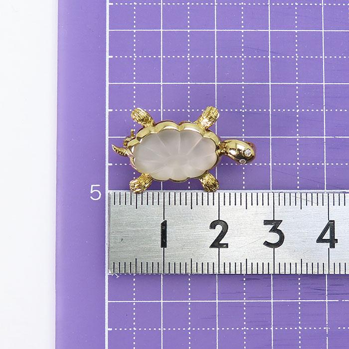 送料無料 K18 亀 タートル ペンダントトップ ブローチ 18金イエロー