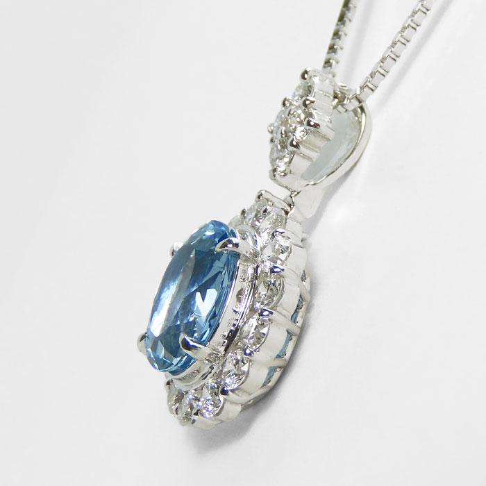 1.46ct サンタマリアカラー アクアマリン ダイヤモンド ネックレス