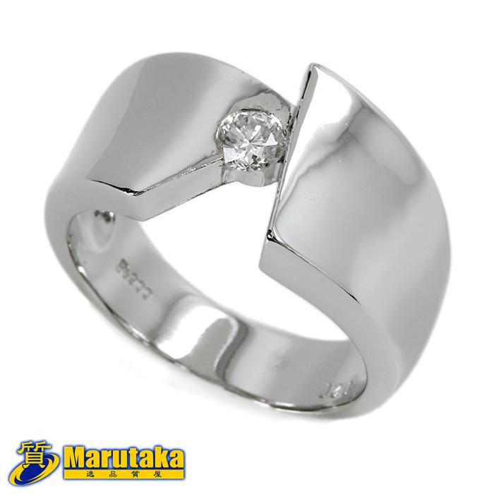 【Pt900】【D.20】デザイン リング Pt900 0.20ctダイヤモンド リング】約10.6g 14号 スタイリッシュ