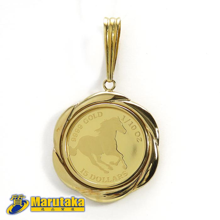 送料無料 ツバル 1/10oz ホース金貨 15ドル 9999 GOLD K24 純金 K18枠
