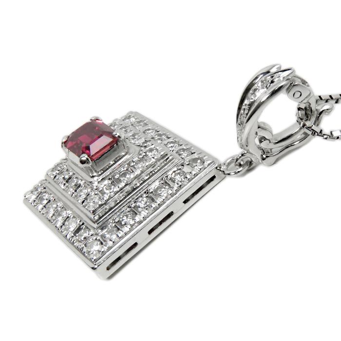 0.87ctルビー 0.79ctダイヤ Ptネックレス】約12.7g 約H3.9×W2.5cm K14 
