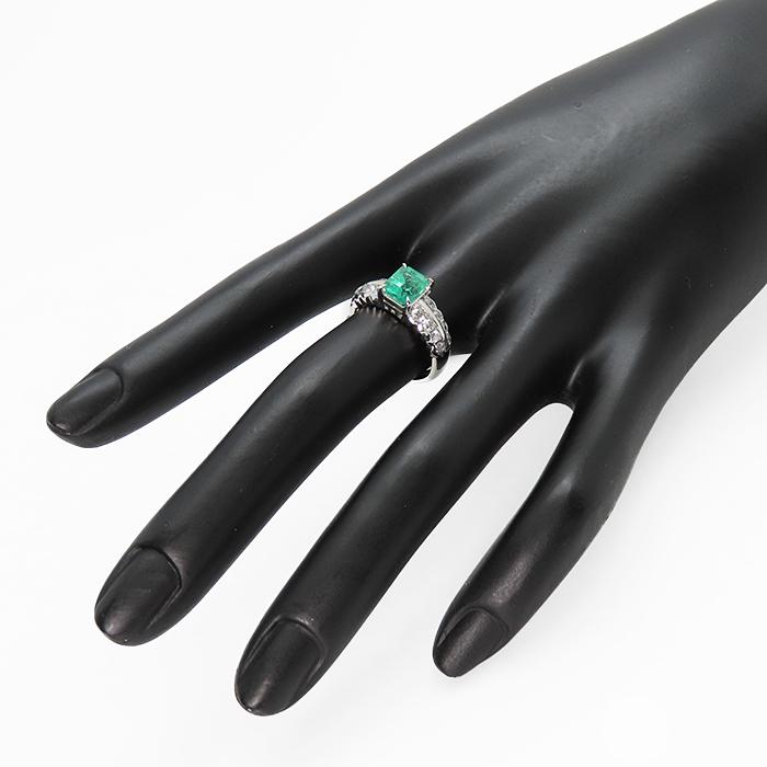 【鑑定済】エメラルドカット プラチナリング ダイヤモンド Pt900 エメラルド リング】11号 ダイヤモンド 鑑別書付 指輪 プラチナ