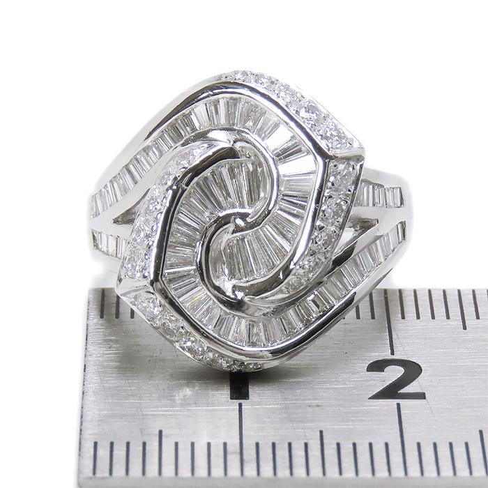 送料無料 Pt900 トータル1.82ct ダイヤモンド プラチナ リング 16号