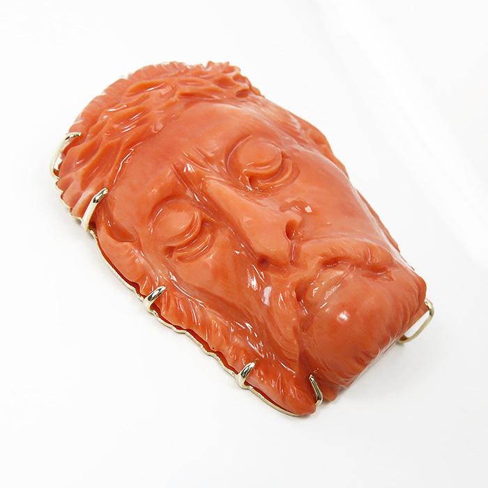 14K枠 サンゴ ペンダントトップ】鑑別書付 珊瑚 赤橙色 コーラル