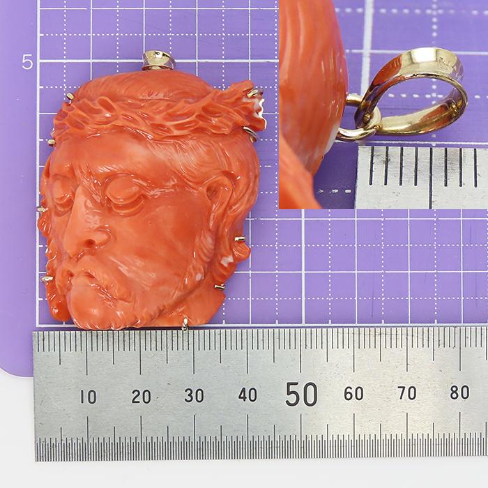 14K枠 サンゴ ペンダントトップ】鑑別書付 珊瑚 赤橙色 コーラル