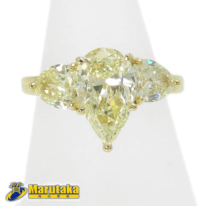 送料無料 1.934ct ペアシェイプカット ダイヤモンド K18 リング 11号