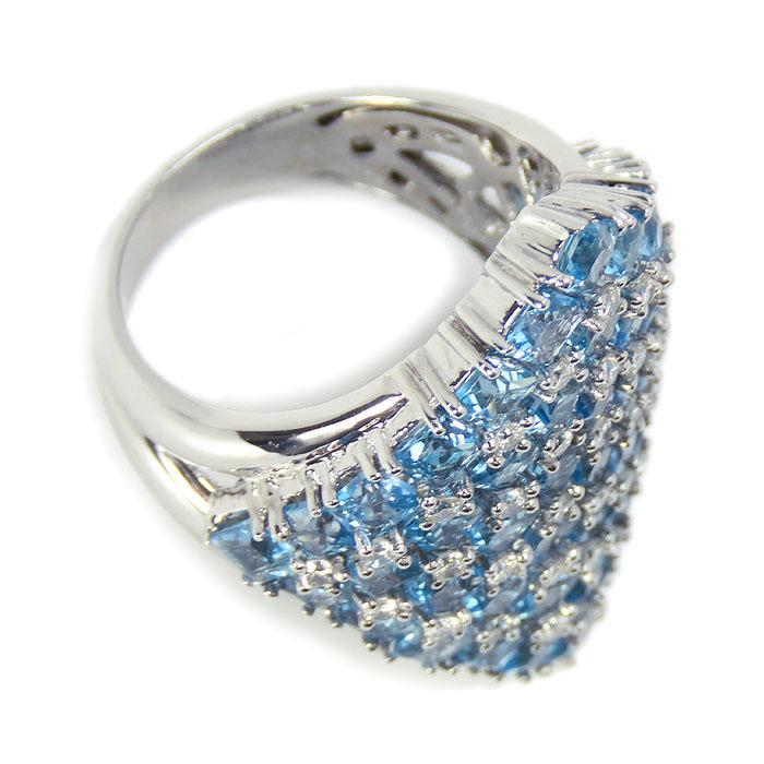 送料無料 K18ホワイトゴールド ブルートパーズ ダイヤモンド リング 15