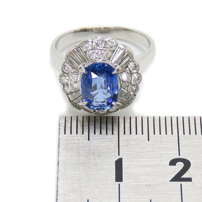 送料無料 Pt900 1.83ct ブルーサファイア ダイヤモンドリング 12号