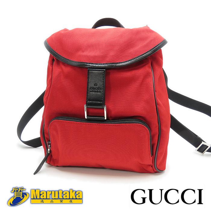 【美品】GUCCI グッチ ナイロンリュック 019・0352・001998 GUCCI（グッチ） 送料無料 ナイロン リュック 019・0352・001998 赤 黒