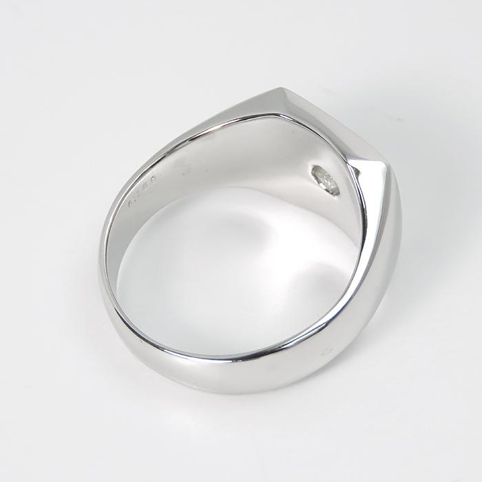 Pt900 ダイヤモンド メンズ リング】プラチナ 印台 0.18ct ダイヤ 指輪