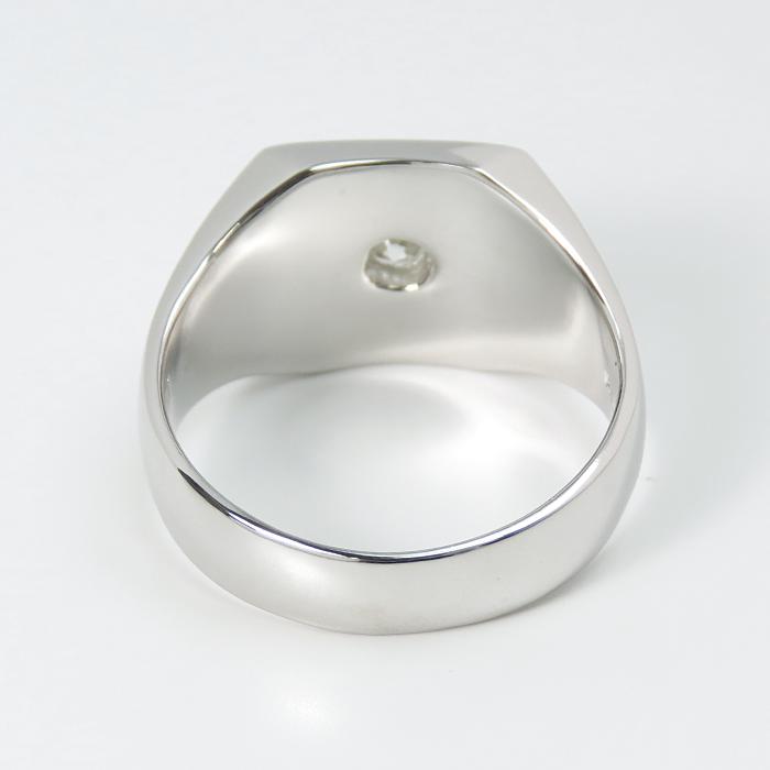 Pt900 ダイヤモンド メンズ リング】プラチナ 印台 0.18ct ダイヤ 指輪