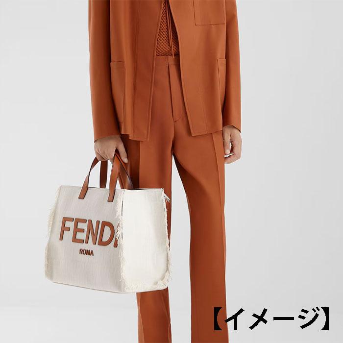 フェンディ トートバッグ レザー×キャンバス A4可 FF柄 肩掛け ベージュ系 フェンディ トートバッグ レザー×キャンバス A4可 FF柄 肩掛け