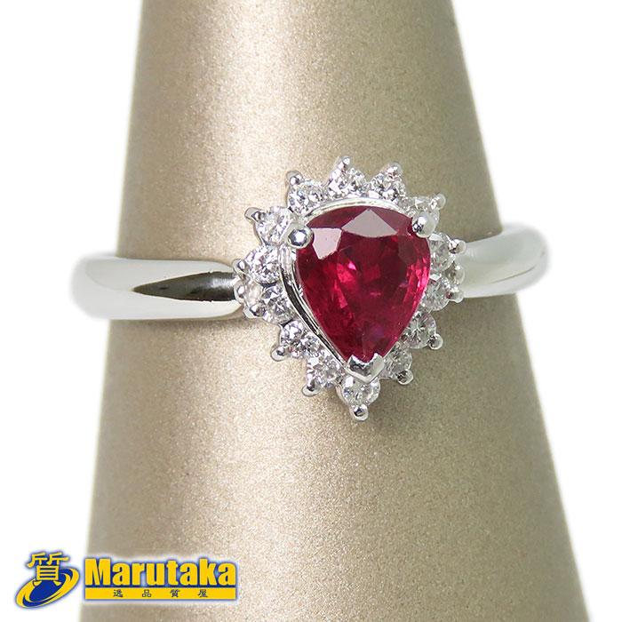 送料無料 Pt900 ルビー ダイヤモンド リング 11号 指輪 鑑別書付
