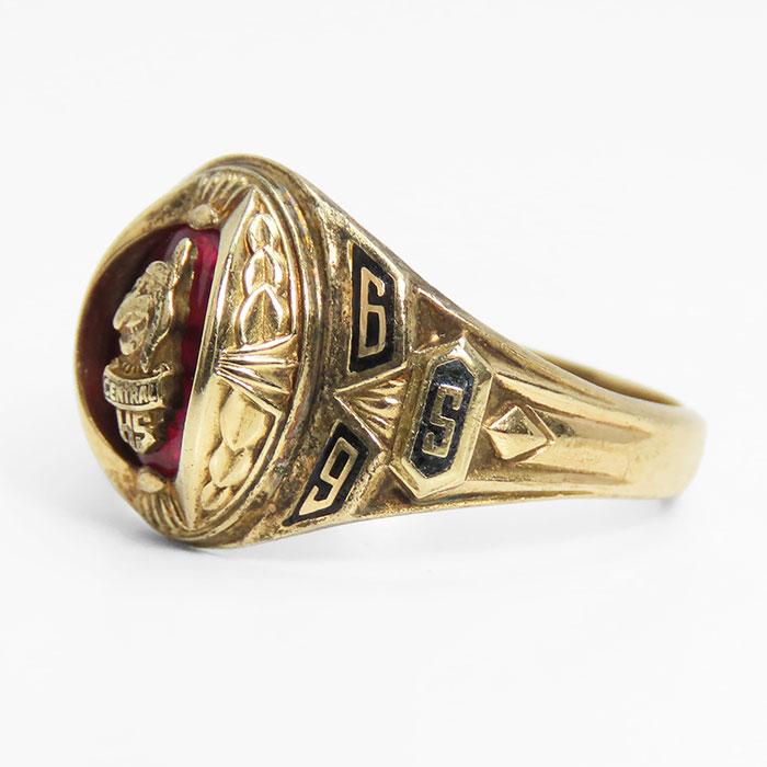 カレッジリング　JOSTEN 10k 1964年　レッドストーン　10.5号 ヴィンテージ カレッジリング【JOSTEN 10kt Gold × Red Stone Wolf