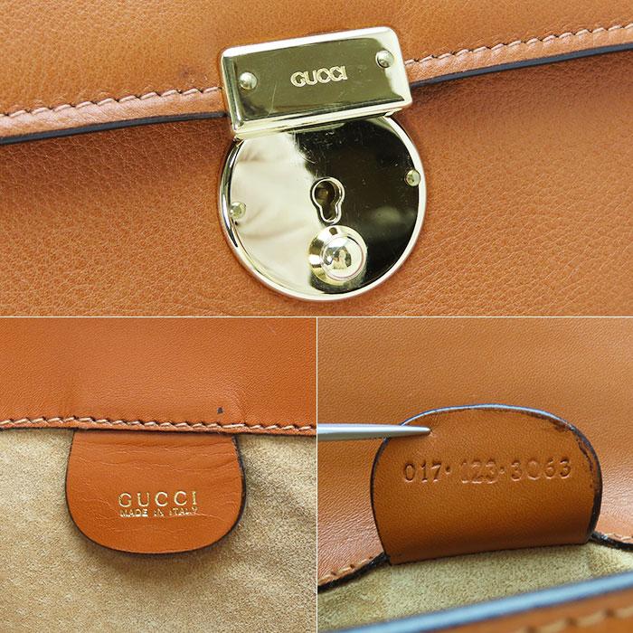 GUCCI（グッチ） 【グッチ】レザー クラッチバッグ ブラウン 012.123