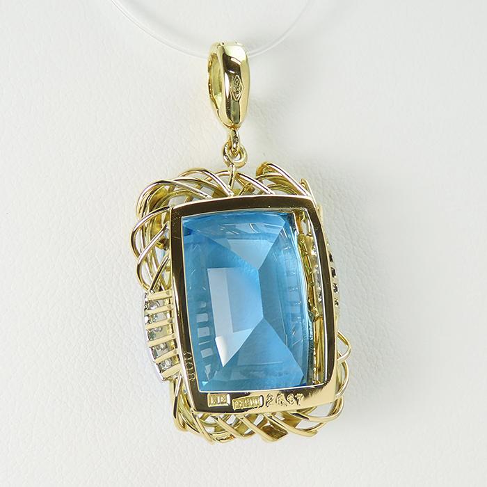 26.97ct 大粒ブルートパーズ ペンダントトップ】K18 Pt900