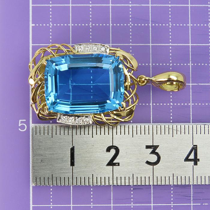 26.97ct 大粒ブルートパーズ ペンダントトップ】K18 Pt900