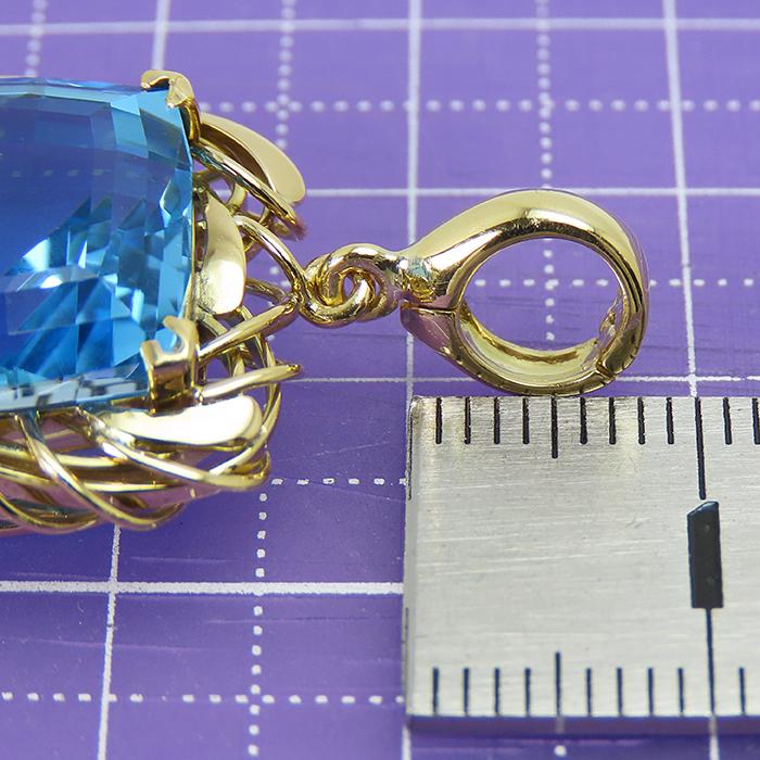 26.97ct 大粒ブルートパーズ ペンダントトップ】K18 Pt900