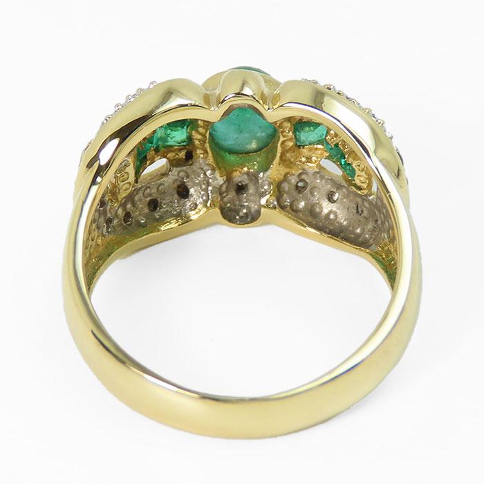 K18　エメラルド　ダイヤモンド　リング　約11.5号 K18 エメラルド ダイヤモンド リング】11.5号 指輪 フラワー 花