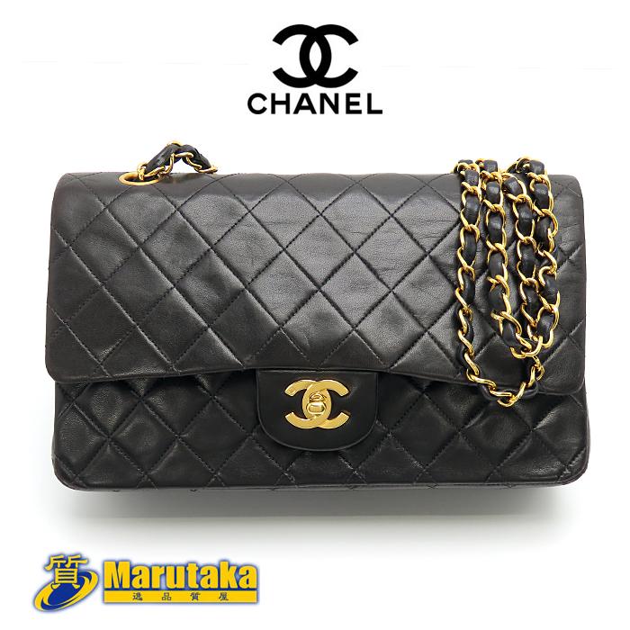【美品】CHANEL（シャネル）マトラッセ25 　チェーンショルダー　ブラック CHANEL 【シャネル】マトラッセ25 チェーンショルダーバッグ ラム