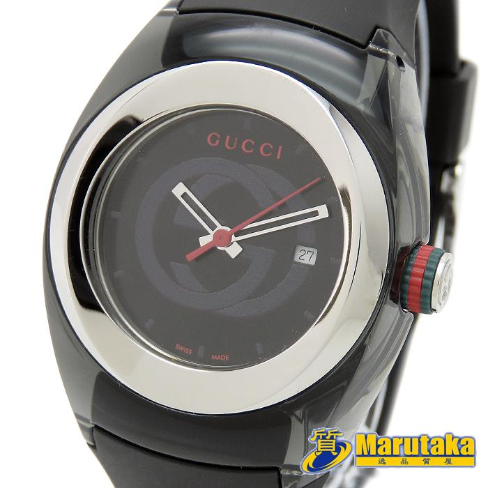 稼働】グッチ SYNC 137.3 腕時計 メンズ クォーツ ブラック GUCCI