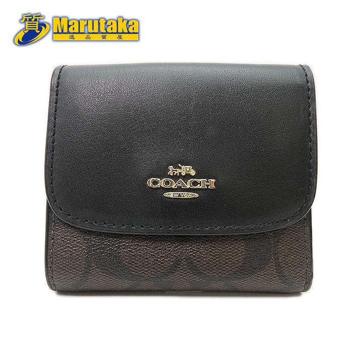 【 コーチ 】 COACH F87589 三つ折り財布 ブラック ブラウン レディース ウォレット シグネチャー 中古 24r217-13 アコーディオン ジップ 逸品質屋 丸高 甲子園店 送料無料 質屋出品 兵庫県 西宮市 ブランド プレゼント COACH（コーチ） 【 コーチ 】 COACH F87589 三つ折り財布 ブラック