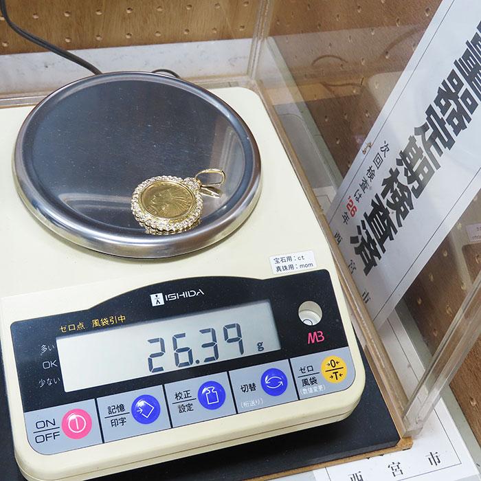 送料無料 アメリカ インディアン コイン K18枠 ペンダントトップ