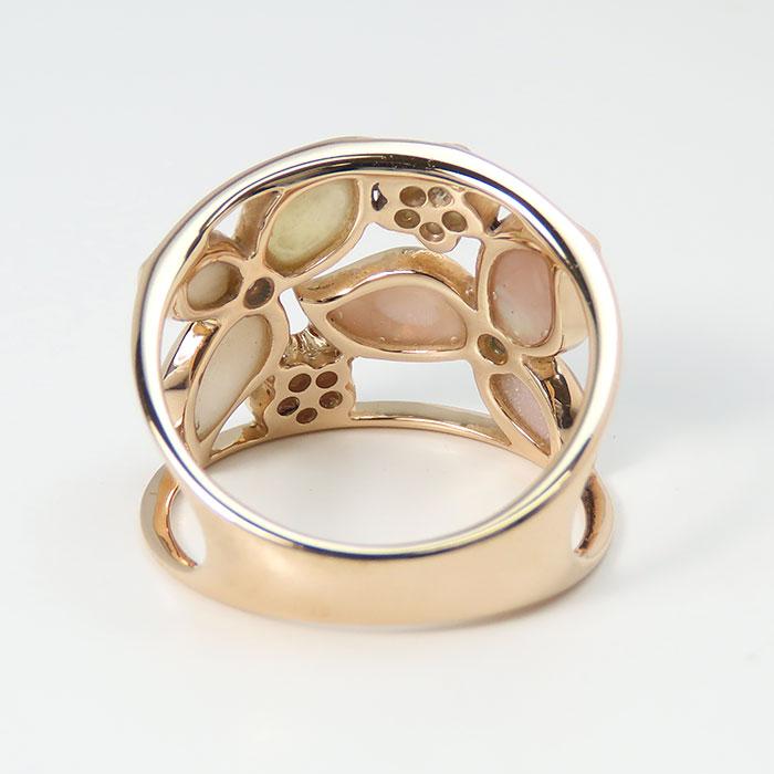 K18PG シェル リング】11.5号 ダイヤモンド 鑑別書付 指輪 幅広