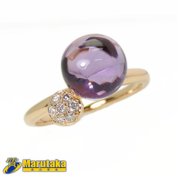 K18PG アメシスト リング】8号 ダイヤモンド ソーティング付 指輪 18金
