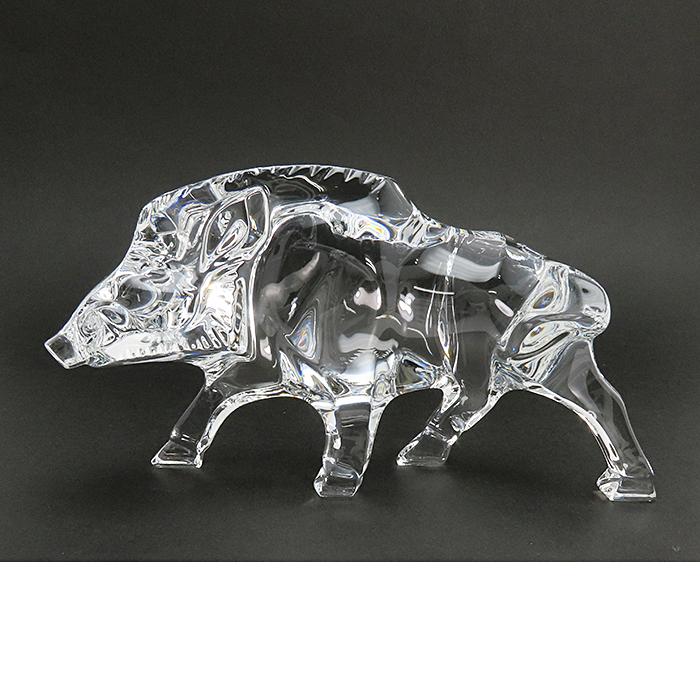 Baccarat バカラ　クリスタルガラス　イノシシ　フィギュリン　置物　美品 バカラ（Baccarat） 【バカラ】クリスタル 置物 いのしし 干支 箱付