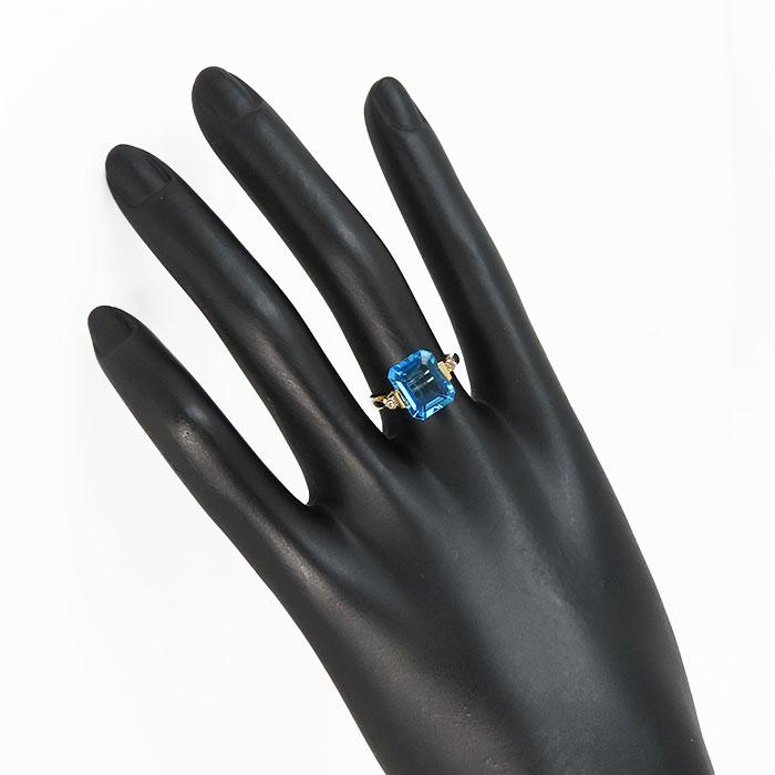 K18】5.00ct ブルートパーズ ダイヤモンド リング 13号 指輪 