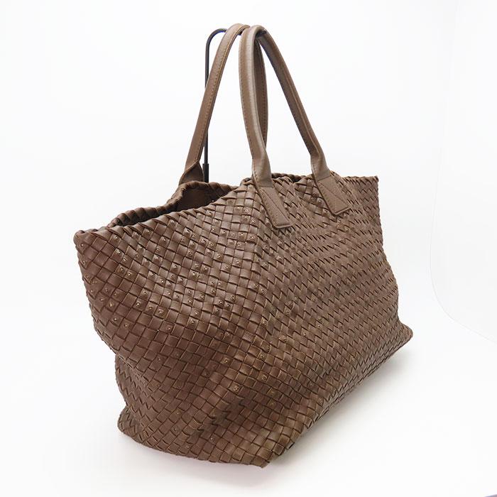 ボッテガヴェネタ　カバ　MM　トート　イントレチャート　ポーチ付　ブラウン BOTTEGA VENETA イントレチャート カバ MM トートバッグ