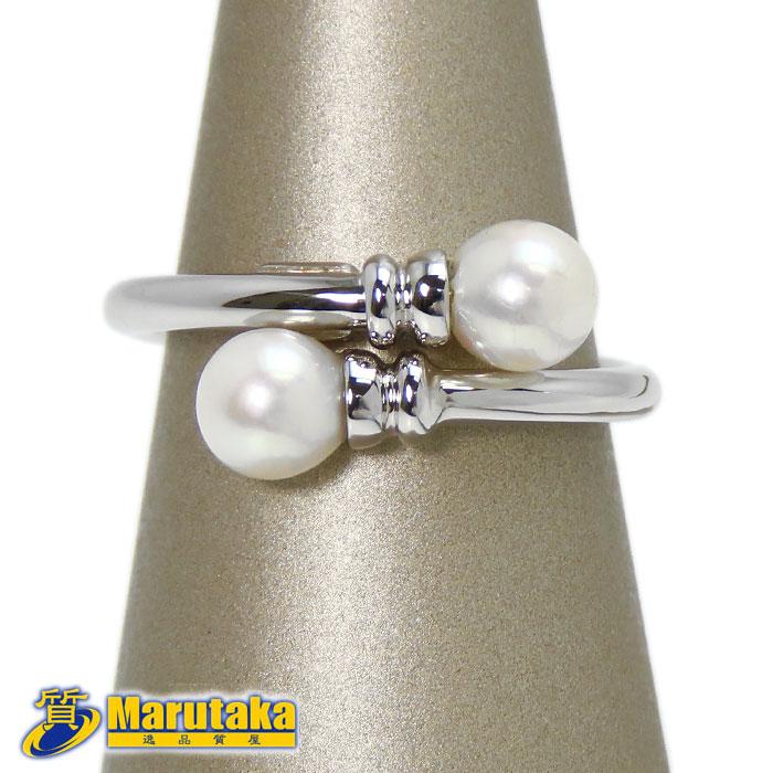 送料無料 750 K18 WG パール リング 9号 指輪 ITALY ホワイトゴールド
