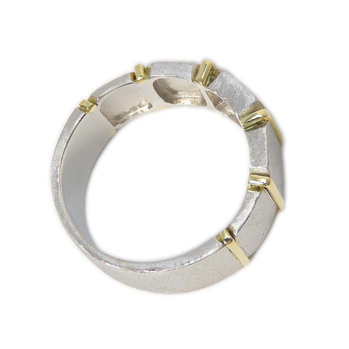 Pt900/K18 コンビ メンズ リング】17号 0.16ctダイヤモンド プラチナ